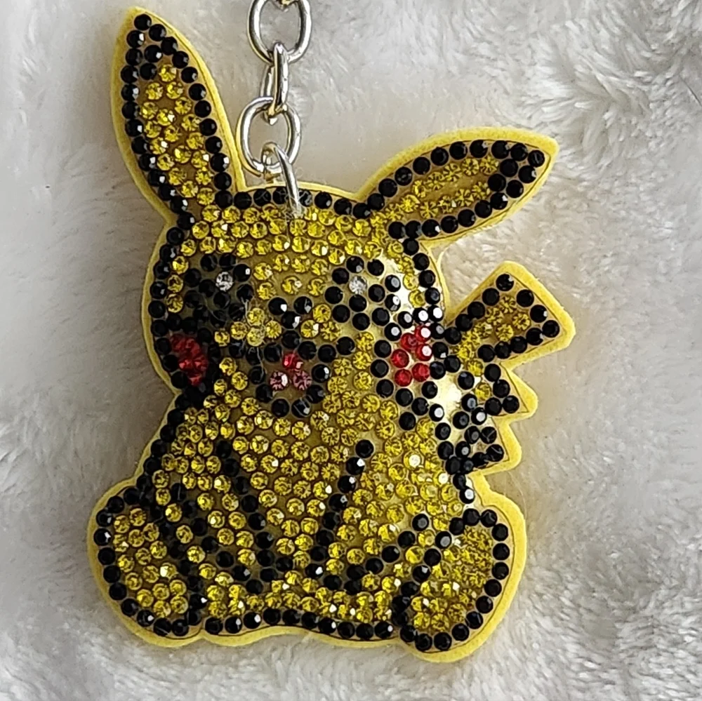 Pokemon Yellow Pikachu Keychain with Rhinestones Bag Charm